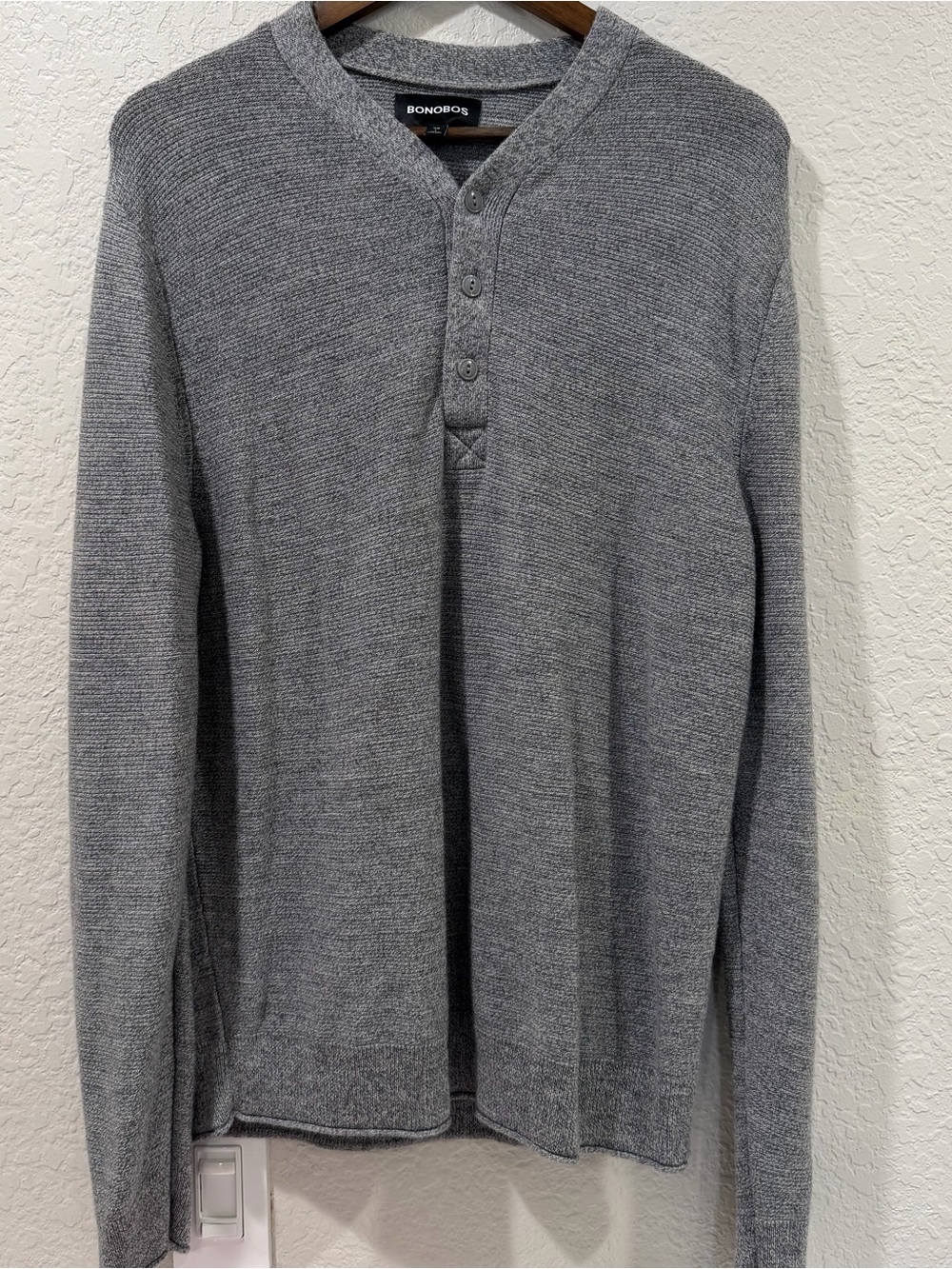 Bonobos  Long Sleeve Henley Merino wool Grey Size Large